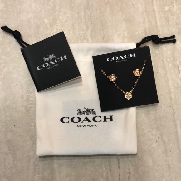 Coach- Open Circle Necklace and Tea Rose Stud Set
